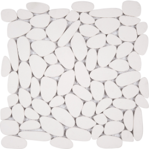 White Sliced Reconstituted Pebble Mosaic Interlocking - stone tile